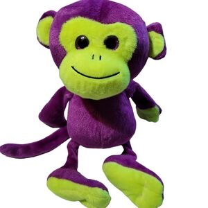 Toy Factory 2015 Floppy Monkey Plush 13" Soft Purple Glitter Eyes Stuffed Animal